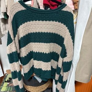 Striped Green and Beige Sweater